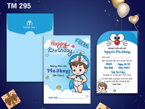 Mẫu sinh nhật thôi nôi xanh lá cậu bé thần tượng doremon