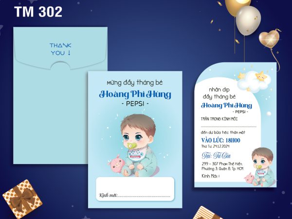 Mẫu sinh nhật thôi nôi bé trại - cậu bé ngậm ti sữa SN-302