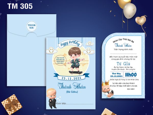 Mẫu sinh nhật thôi nôi bé trai, cậu bé trượt ván SN-302