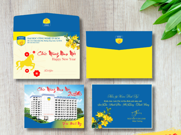 Thiệp Chúc Tết ngang ruột 1 tờ in 2 mặt